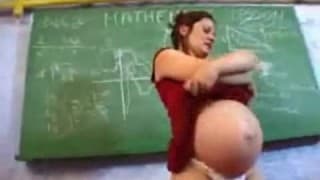 Horny pregnant mature brunette masturbates with toys on desk Horny pregnant mature brunette masturbates with toys on desk