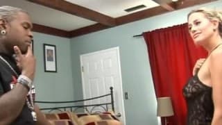 Mature blonde woman sucks on a black piece Blonde, Mature, Black, Masturbation , Interracial, Big Dick