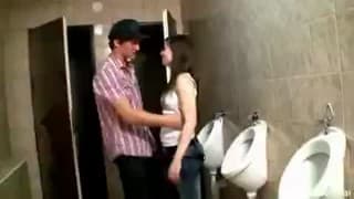 Young brunette fucked by a stranger in the toilet Young brunette fucked by a stranger in the toilet