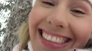 Teen masturbates using the snow Young, Blonde, Masturbation , Small Tits, Soft , Ex-Girlfriend