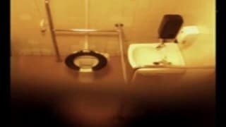 Hidden Camera in womens Public toilet Mature, Brunette , Double Penetration, Soft , Spying