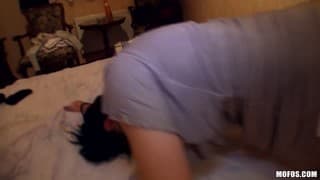 Hungry brunette sucks a massive stick Hungry brunette sucks a massive stick