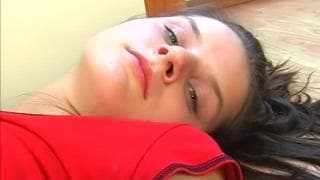 A beautiful brunette distracts us with her female masturbation A beautiful brunette distracts us with her female masturbation