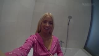 Kiara is a beautiful woman who is recorded in the shower Young, Blonde, Ex-Girlfriend, Full HD