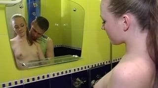 Young brunette gets fucked all over the bathroom Young brunette gets fucked all over the bathroom