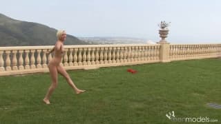 Miley Mason fingering herself in her garden Miley Mason fingering herself in her garden