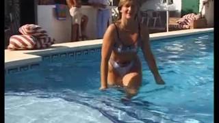 She has more fun with two cocks outside She has more fun with two cocks outside