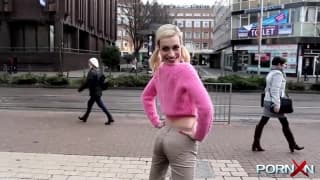 This blonde will piss anywhere for fun Pissing