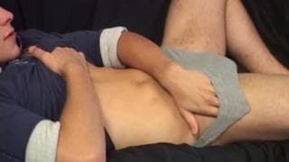 This gay blonde jerks off on the couch This gay blonde jerks off on the couch