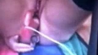 An amateur slut masturbates on webcam