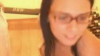 This brunette shows us on webcam how to suck