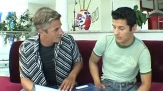 He fucks this brunette in an interview