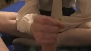 A Russian bitch is jerking him off in POV A Russian bitch is jerking him off in POV