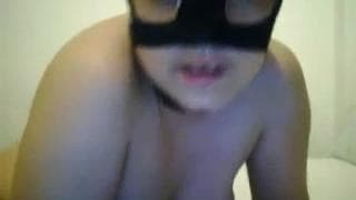 A fat brunette woman masturbates alone!