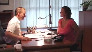 Huge melons bouncing in the office Huge melons bouncing in the office