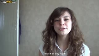 A wild brunette sucks and fucks A wild brunette sucks and fucks