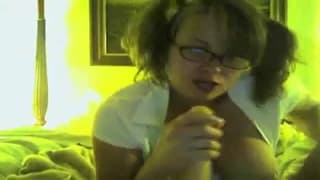 Nice blonde who will tickle her breasts