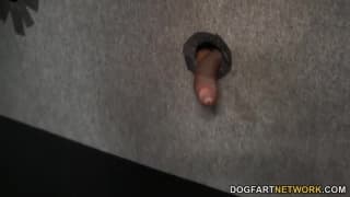 Hot blonde stripper sucks away in gloryhole Hot blonde stripper sucks away in gloryhole