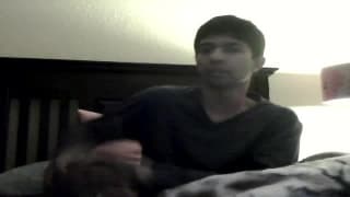 This brunette guy masturbates eagerly