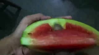 This guy enjoys masturbating with a melon