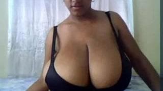 This brunette has an enormous pair of tits This brunette has an enormous pair of tits