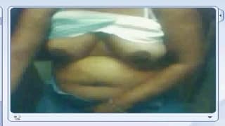 Teasing her partner in front of the cam