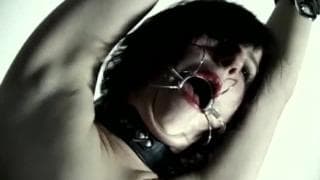This whore gets dominated by a guy and girl This whore gets dominated by a guy and girl