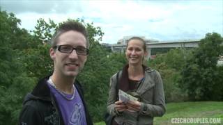Young czech couple interviewed on the street Young czech couple interviewed on the street