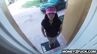 She delivers food and a lot more today Young, Facial Ejaculation, Blowjob, POV , Brunette , Small Tits, Ex-Girlfriend