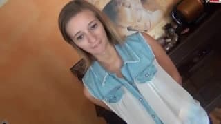German girl gets surprise cream pie German girl gets surprise cream pie
