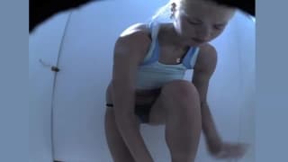 Stunning beach babe gets dressed on camera