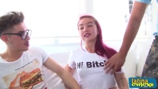 A young bitch is having fun with the boys A young bitch is having fun with the boys