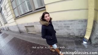 Brunette shows her charm to tourist Brunette shows her charm to tourist
