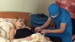 Blonde is being filled with this doctors hard cock Blonde is being filled with this doctors hard cock