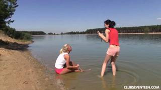 Two beautiful teens get naked on the beach Two beautiful teens get naked on the beach