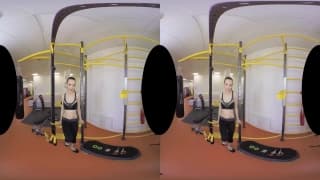 Slut stretches at the gym for you Blonde, POV , Full HD