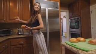 Charity cooks as she's naked in the kitchen Charity cooks as she's naked in the kitchen