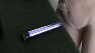 This bitch is playing with her pussy and using her toy This bitch is playing with her pussy and using her toy
