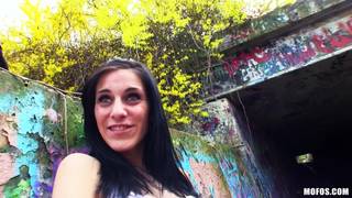 A pretty girl fucks a guy on the street A pretty girl fucks a guy on the street