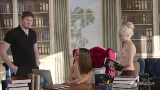 Rich orgy with two college whores Blowjob, Sucking Tits