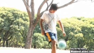 Young latin footballer jerks off in kitchen Young latin footballer jerks off in kitchen