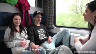 Sexy couple seduced to fuck on the train Sexy couple seduced to fuck on the train