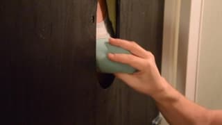 Wearing a mask to suck a gloryhole cock