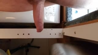 This guy gets an erection just from cleaning!