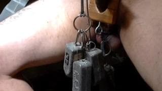 He puts weights on his knob for pleasure