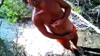 This brunette guy shows off his dick outside This brunette guy shows off his dick outside