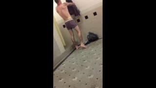 Voyeur spying in the men's shower room Voyeur spying in the men's shower room