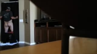 An amateur couple enjoy each other in kitchen An amateur couple enjoy each other in kitchen