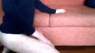 Wearing his wifes underwear and jerking off Wearing his wifes underwear and jerking off