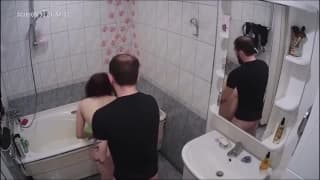 Valery blows and fucks in the bathroom